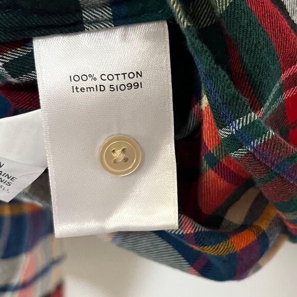 L.L. Bean Signature Lightweight Plaid Flannel Shirt Size M Red Cabincore - Picture 7 of 7